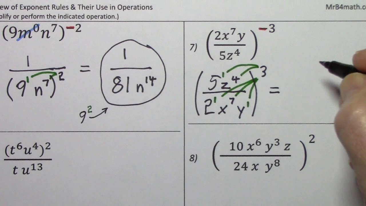 Review of Exponent Rules & Their Use in Operations