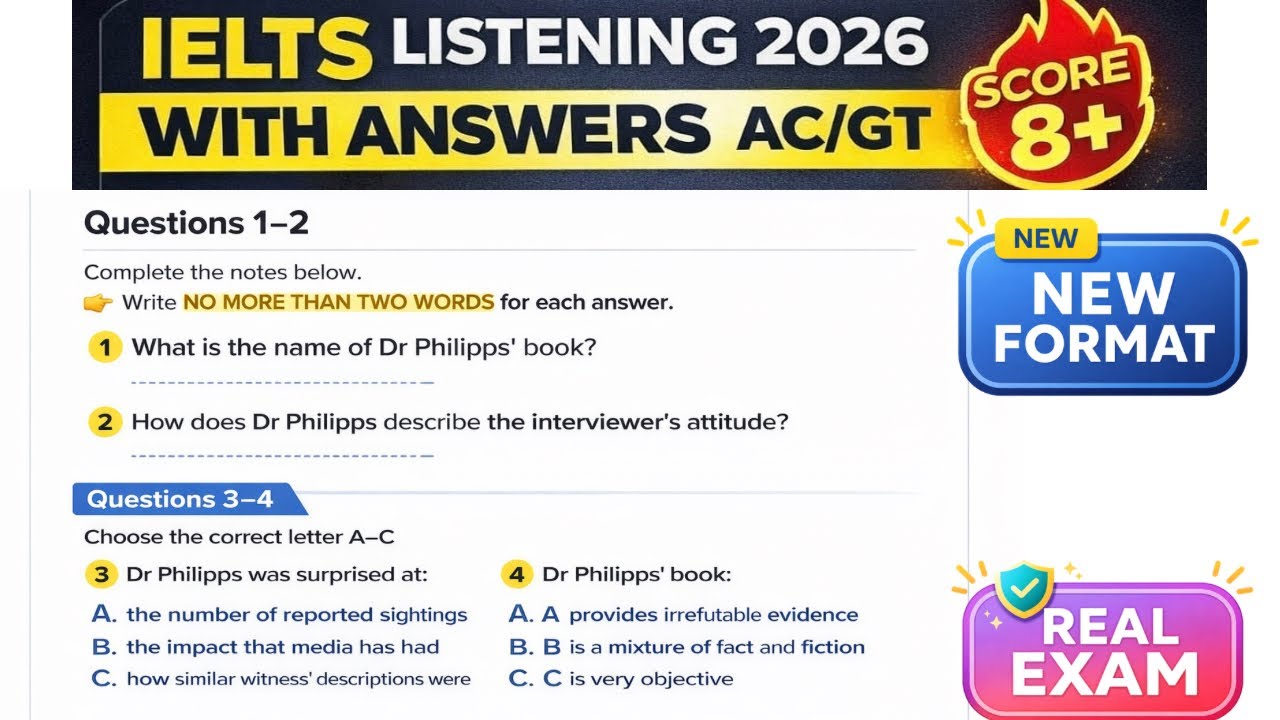 IELTS Listening Real Exam 2026  With Answers |AC/GT | Score 8+ #ieltswithgic #ieltslistening 