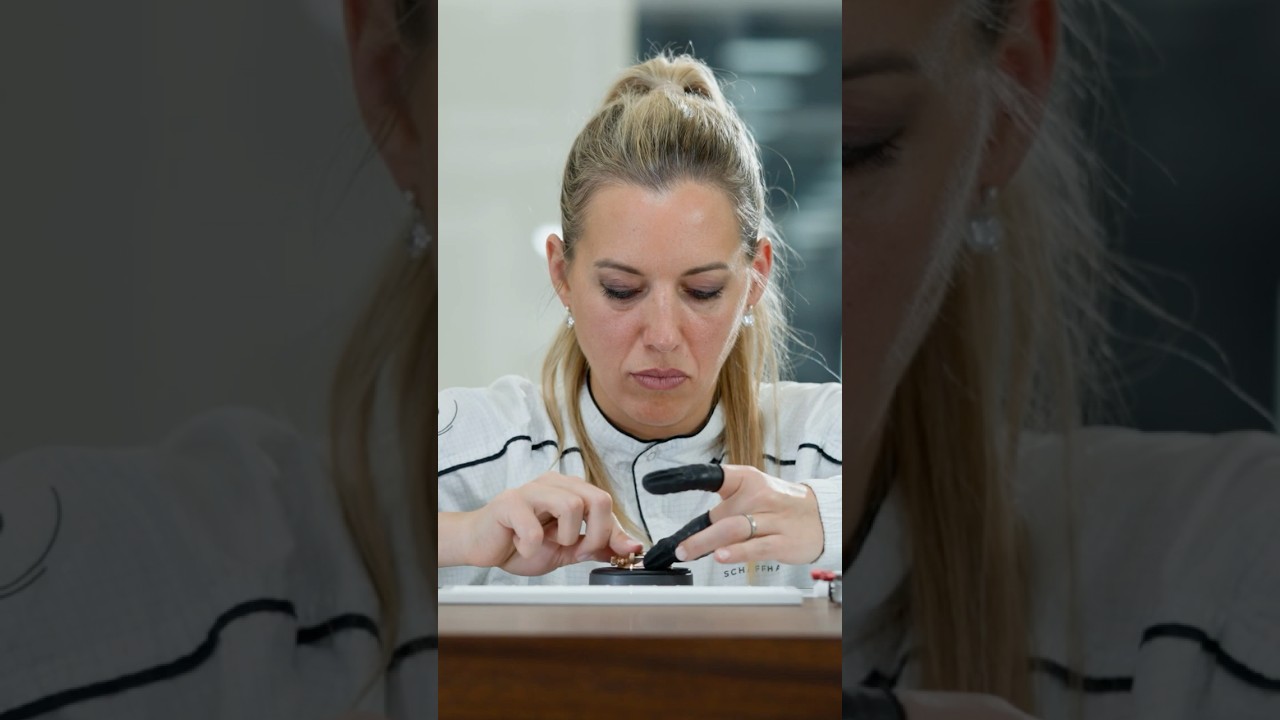 IWC watchmaker Sabrina Herzog assembles the new Pilot's Watch Performance Chronograph 41