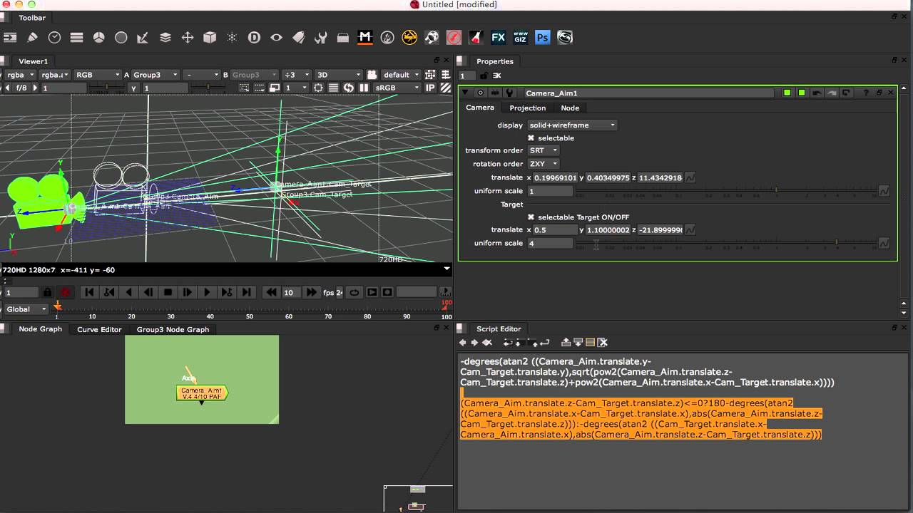 Nuke Quick Tip 008 Creating a 3D Camera Aim Gizmo using expressions