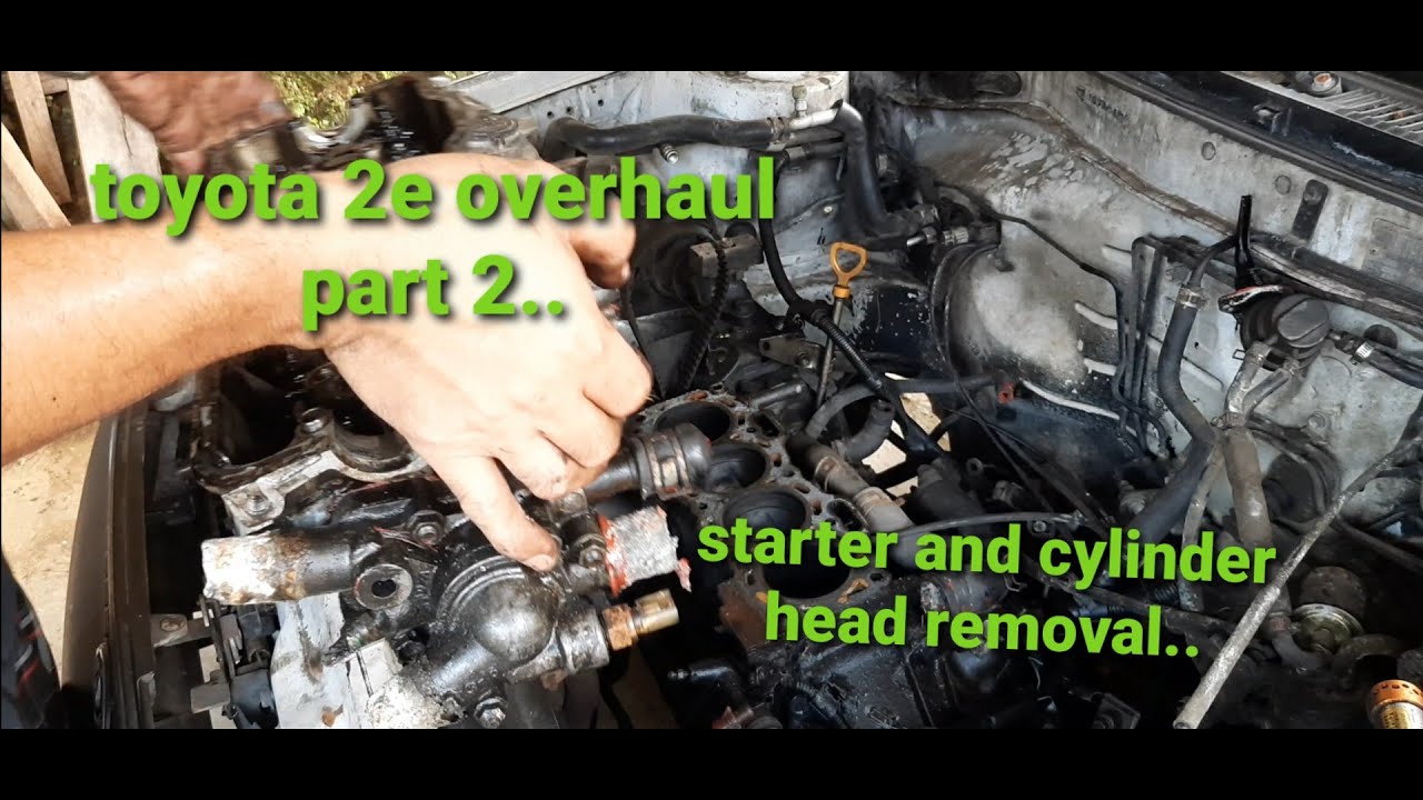 toyota 2e overhaul part 2..starter and cylinder head gasket..