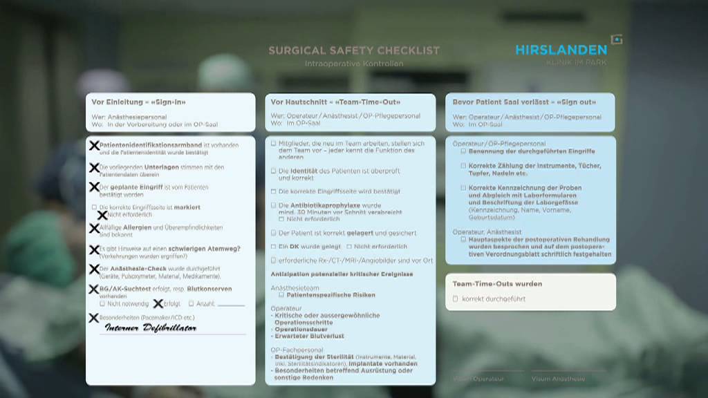 Surgical Safety Checklist - Klinik Im Park - Privatklinikgruppe Hirslanden