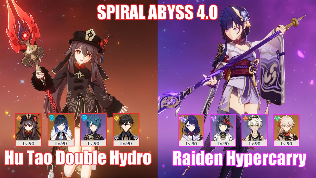 C0 Hu Tao Double Hydro & C0 Raiden Hypercarry | Spiral Abyss 4.0 | Genshin Impact