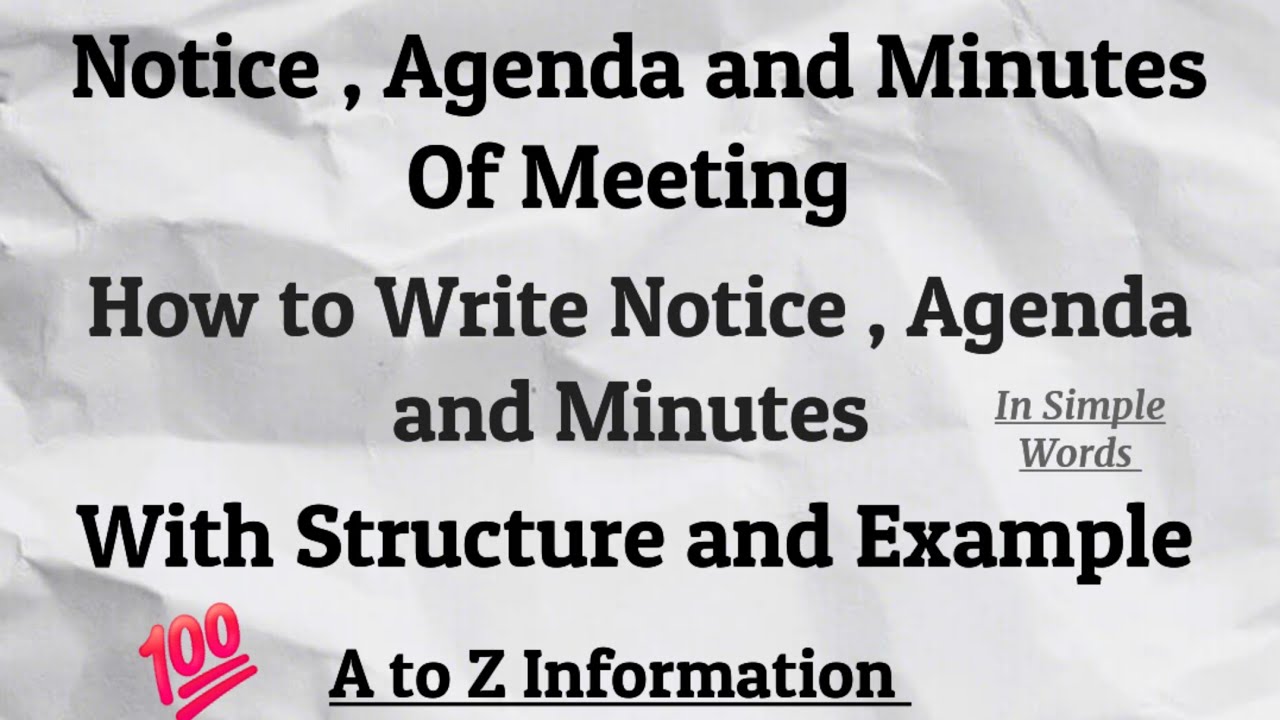 || Notice , Agenda and Minutes Of Meeting || Minutes of Meeting || #communication