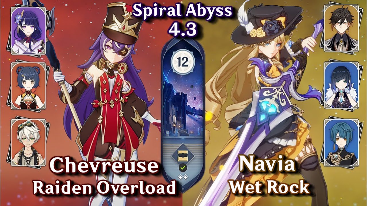 C0 Chevreuse Raiden Overload & C0 Navia Hydro | Spiral Abyss 4.3 Floor 12 9 Star - Genshin Impact