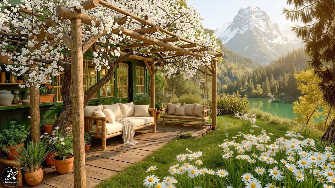 Relaxing Jazz for a Happy Morning Mood | Smooth Jazz on a Spring Cabin Porch for Calm and Focus