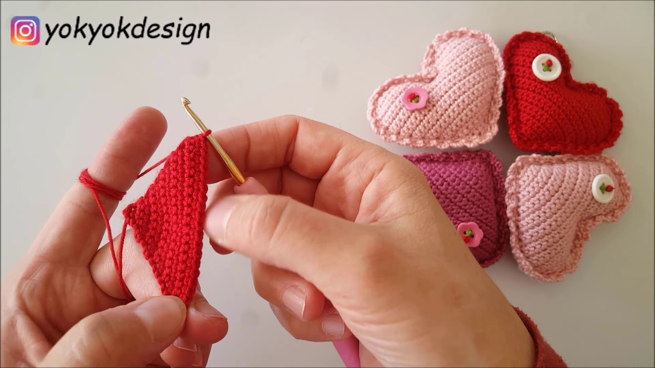 Amigurumi Kalp Anahtarlık Yapımı  - 2. Bölüm - Heart Shape Crochet Keyring Hand Made - Part 2