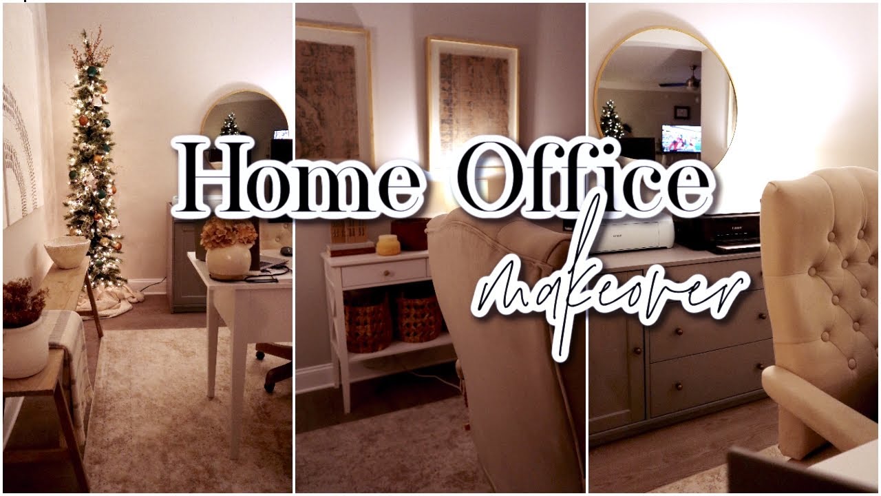 HOME OFFICE MAKEOVER | REALISTIC HOME OFFICE | HOW TO HIDE COMPUTER CORDS | HOME OFFICE DECORATING