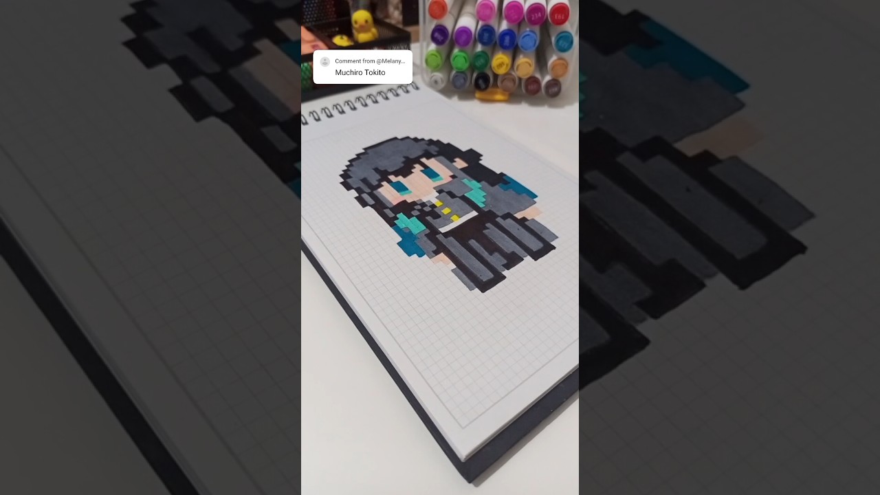 Muichiro Tokito pixel art | easy pixel art ideas #art #pixelart #youtubeshorts #demonslayer #tokito