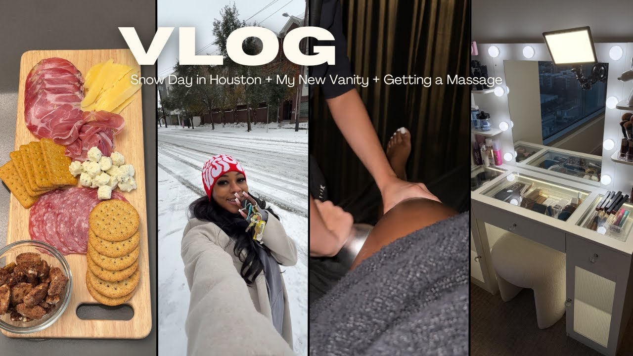 WEEKLY VLOG | Snow Day In HTX | Girls Night In | Detox Massages | Full Vanity Setup