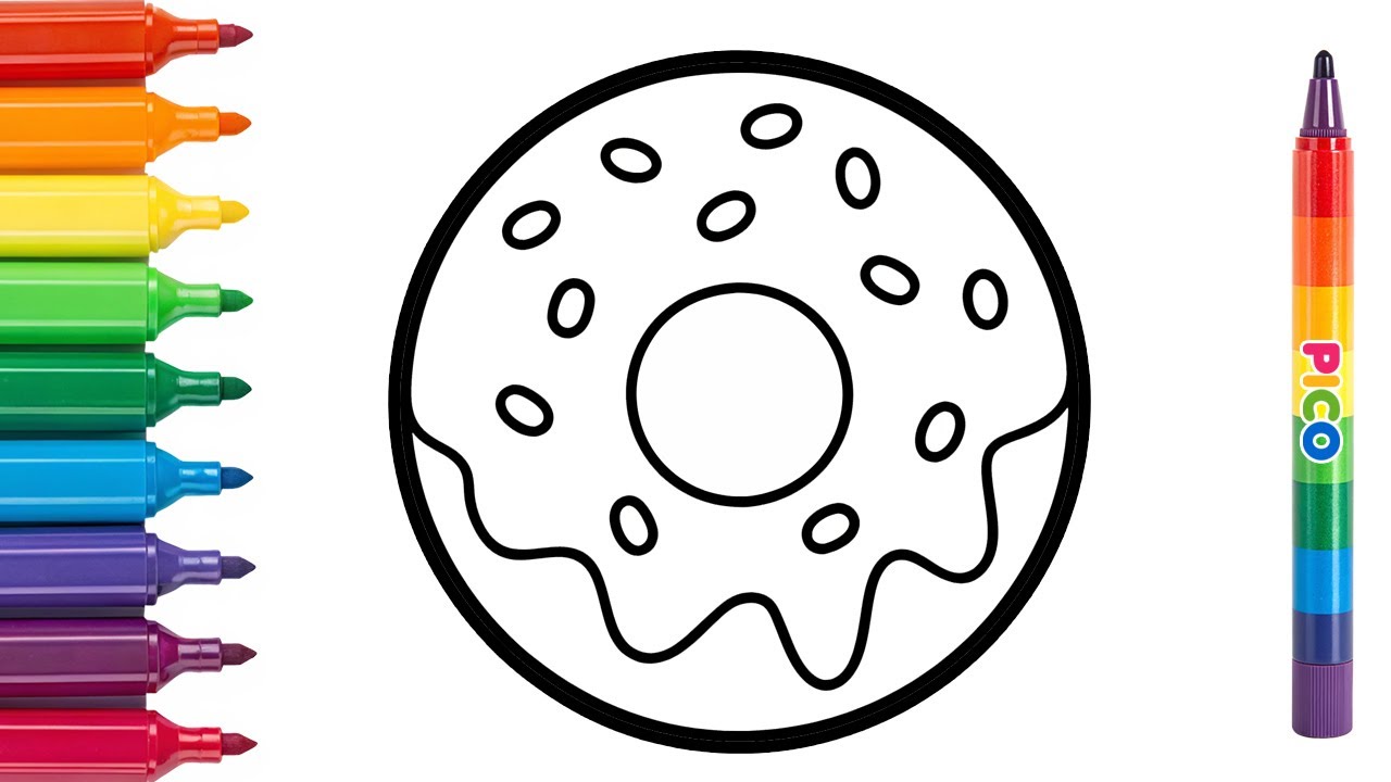 Donut Drawing and Coloring for Kids & Toddlers 🍩 | Learn Easy