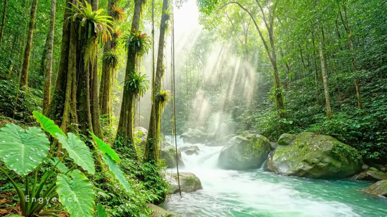 Calming Forest Ambience with Flowing River & Birds Chirping