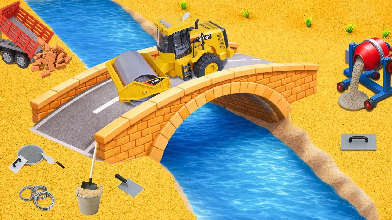 Building a Mini Brick Arch Bridge with Flowing Water | Satisfying Mini Construction
