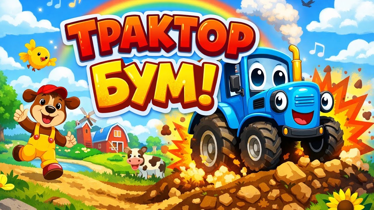 Синій Трактор Бум-Бум-Бум — весела дитяча пісенька про трактор 🚜