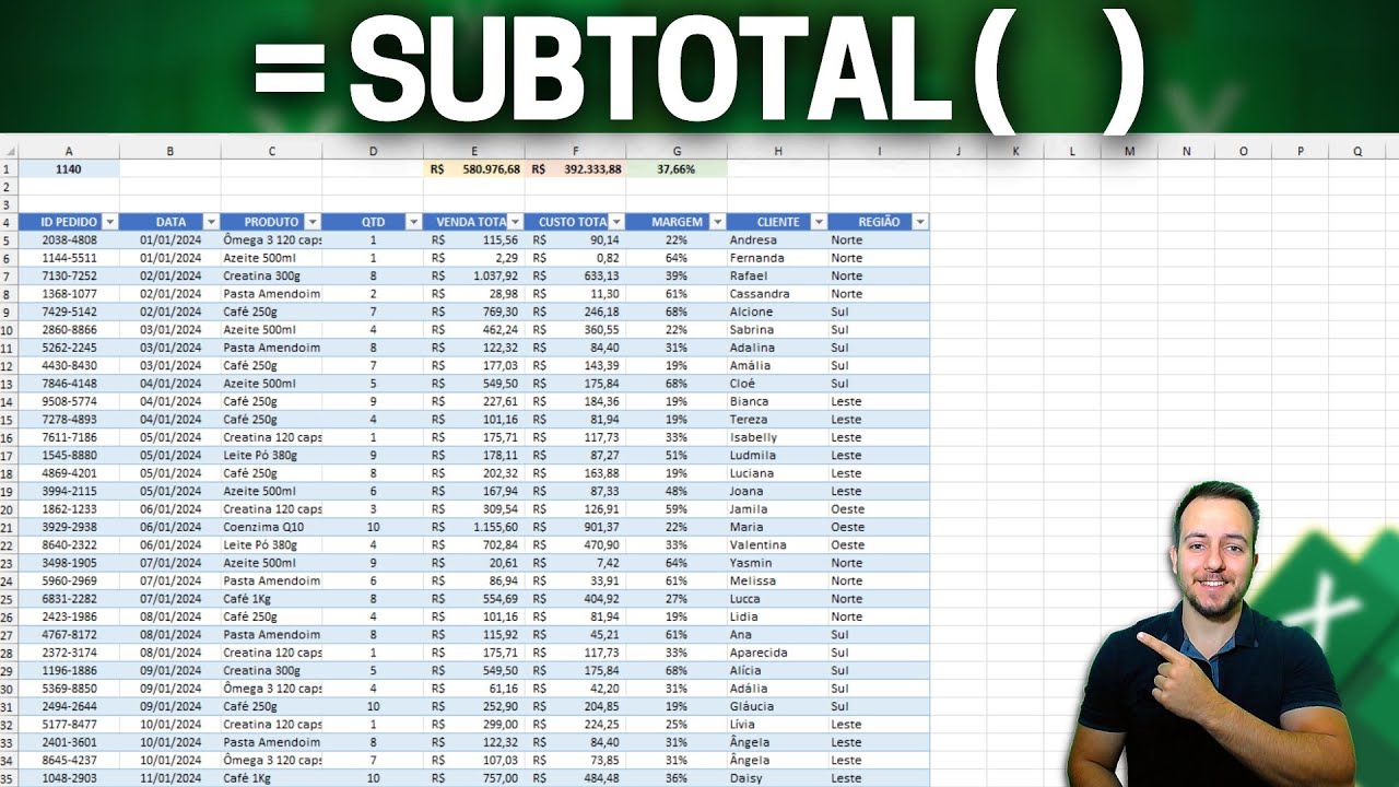 Função SUBTOTAL | A melhor fórmula do Excel | Exemplo Prático p/ dia a dia