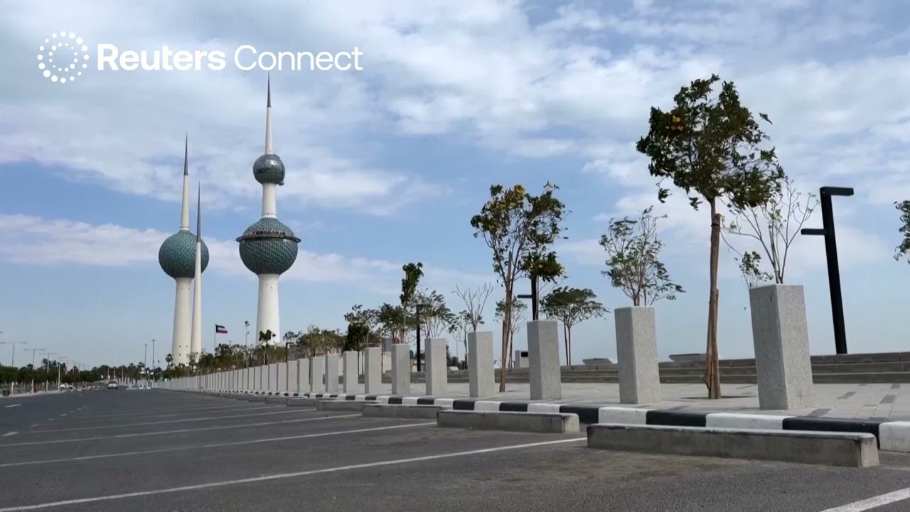 General drone aerial views of Kuwait City as Iran conflict escalates
