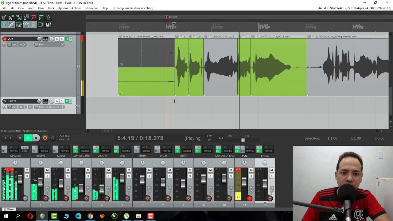 MAIS SOBRE TAKES NO REAPER, CORTAR PARTES DAS TRACKS E JUNTAR