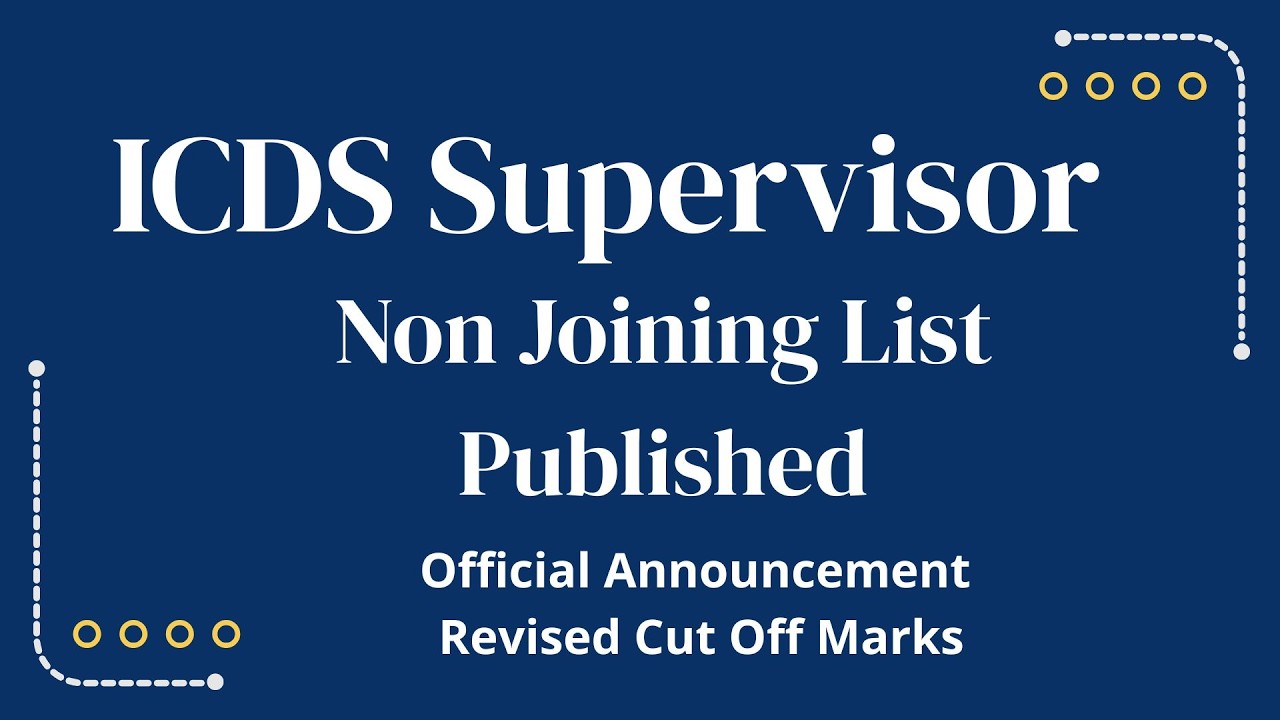 ICDS SUPERVISOR NON JOINING RESULT OUT || CUT OFF MARKS কতোটা নামলো .. || GIFT OF THE GAB EDU ||