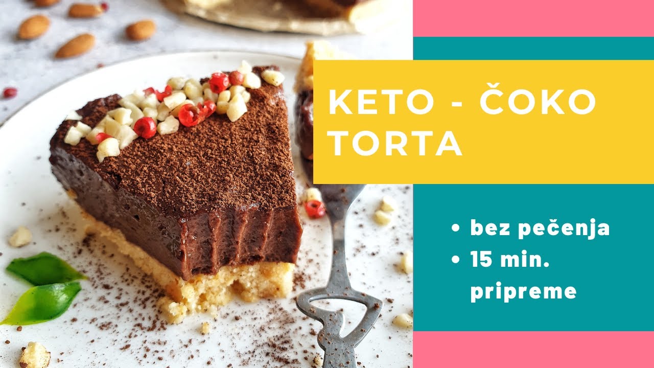 BEZ PEČENJA OD 7 SASTOJAKA! Kremasta, čokoladna keto torta. Brz i jednostavan recept. Keto recept.