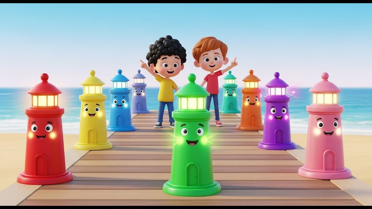 Ocho Pequeños Faros de Juguete Brillan Brillan Brillan | Canciones Infantiles y Rimas para Niños