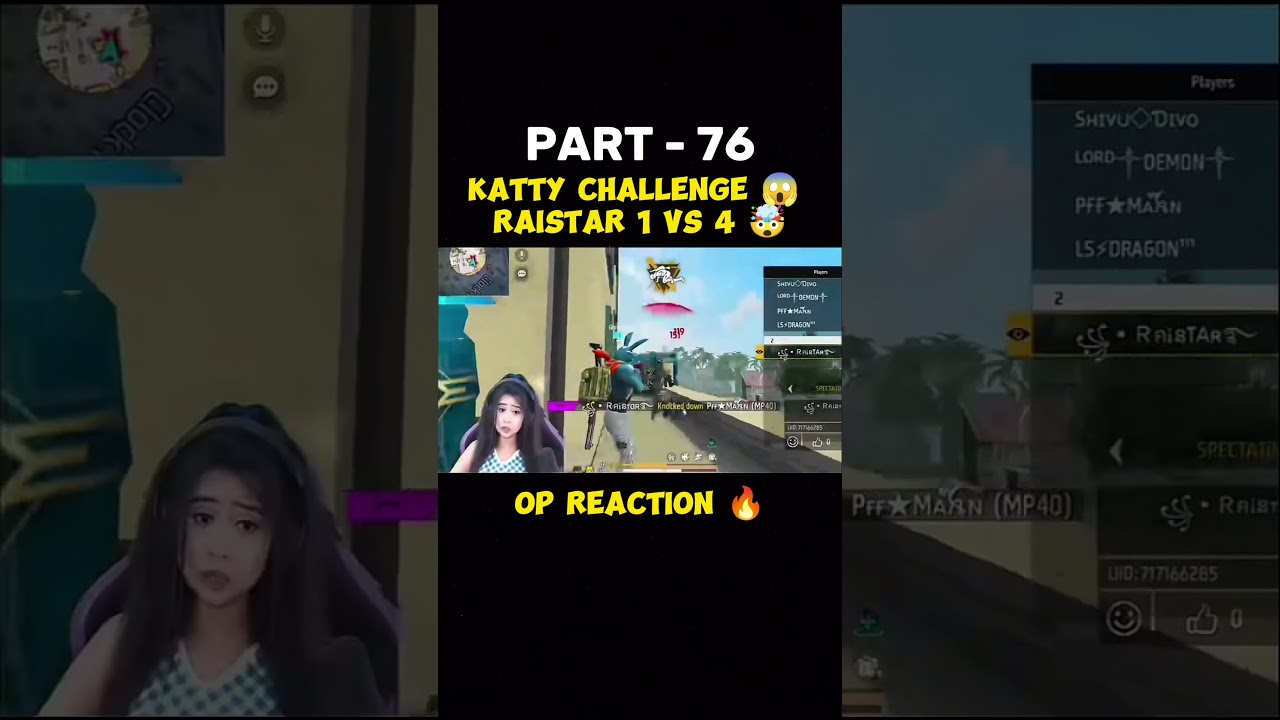 Katty Diva Challenge Raistar 🤯🔥 Part - 76 Raistar Vs Pro Players 🤡 Op Reaction In End 🤯#freefire