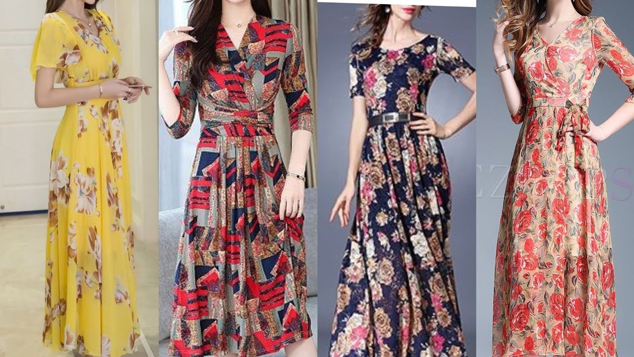 world's best of the best tranding floral prints pure crinkle chiffon long maxi dress design 2020