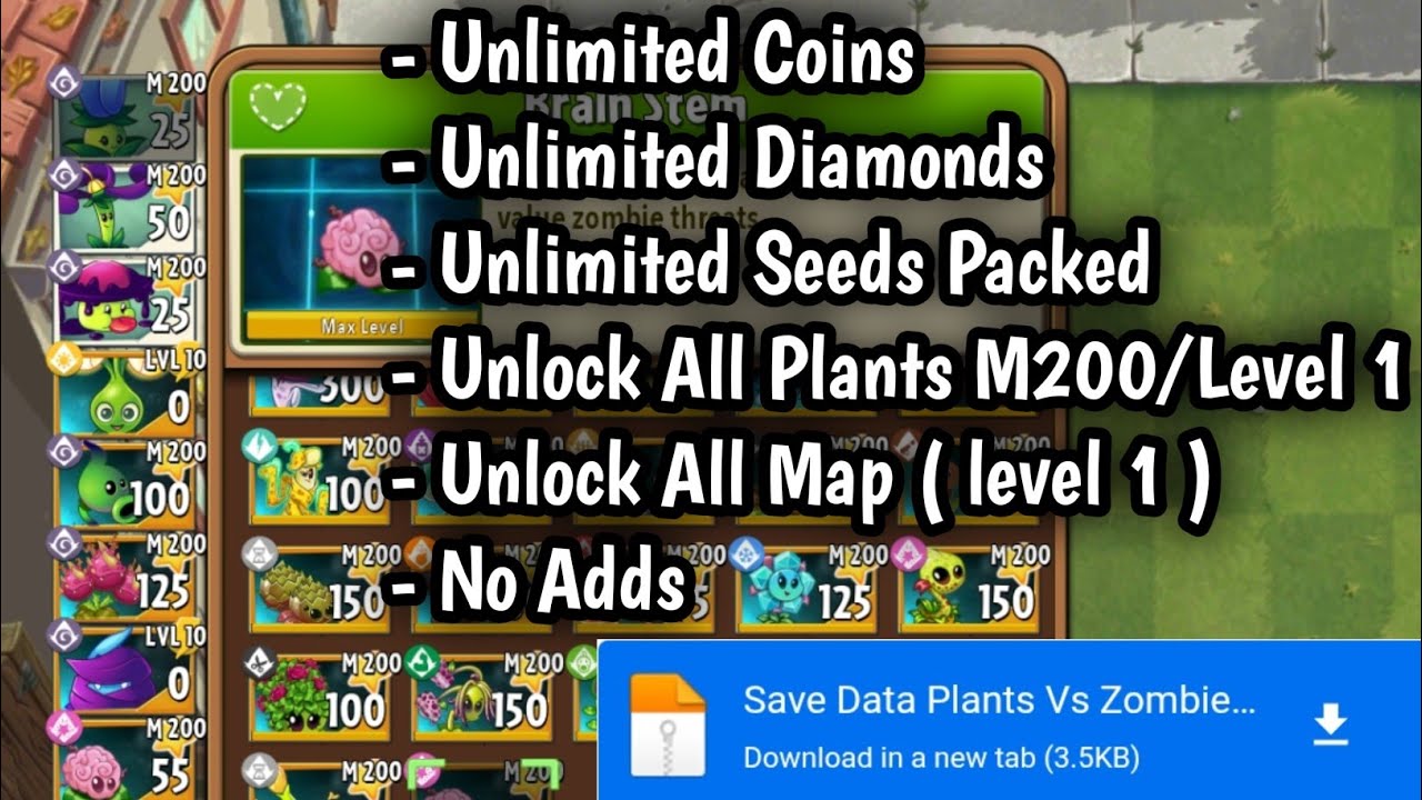 Plants Vs Zombie 2 Unlock All Plants Max Level V 12.6.1