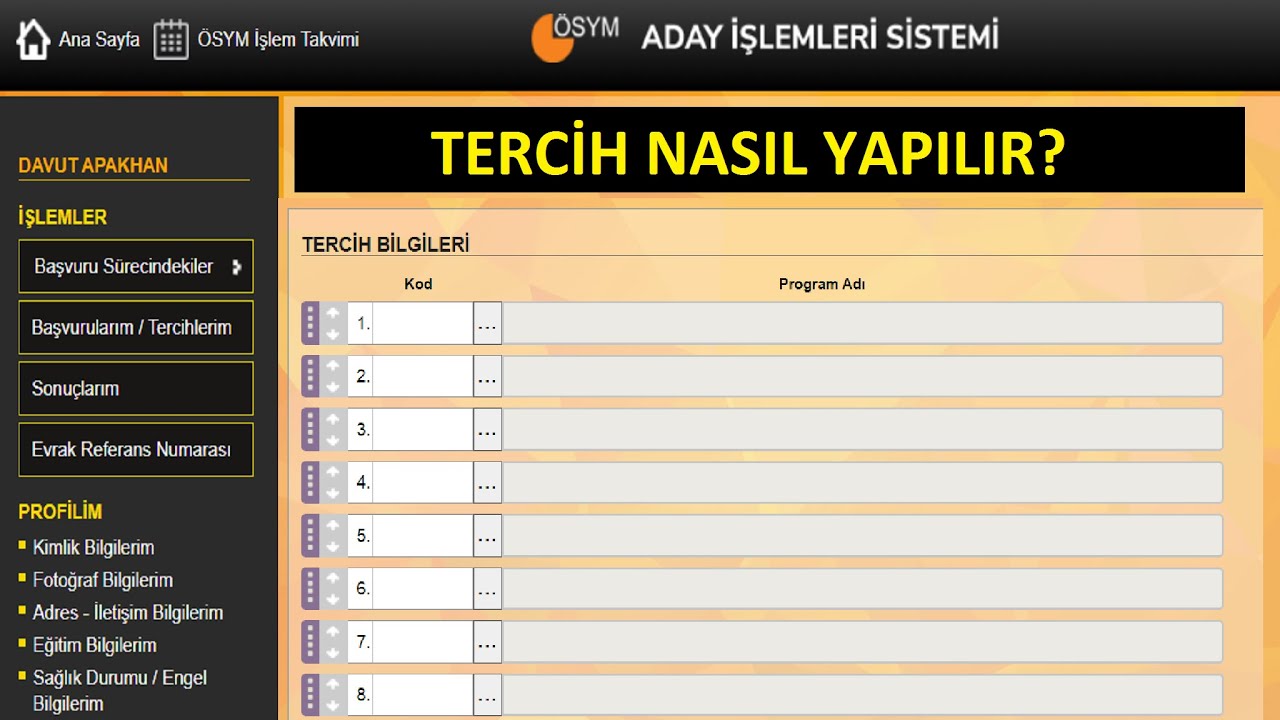 2021 YKS TERCİHİ NASIL YAPILIR ?(GÖRÜNTÜLÜ ANLATIM)-TERCİH LİSTESİ OLUŞTURMA - KOD BULMA -GÜNCELLEME
