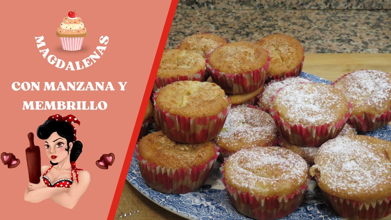 MERIENDA O DESAYUNO¡¡ MAGDALENAS CON MEMBRILLO Y MANZANA¡¡¡