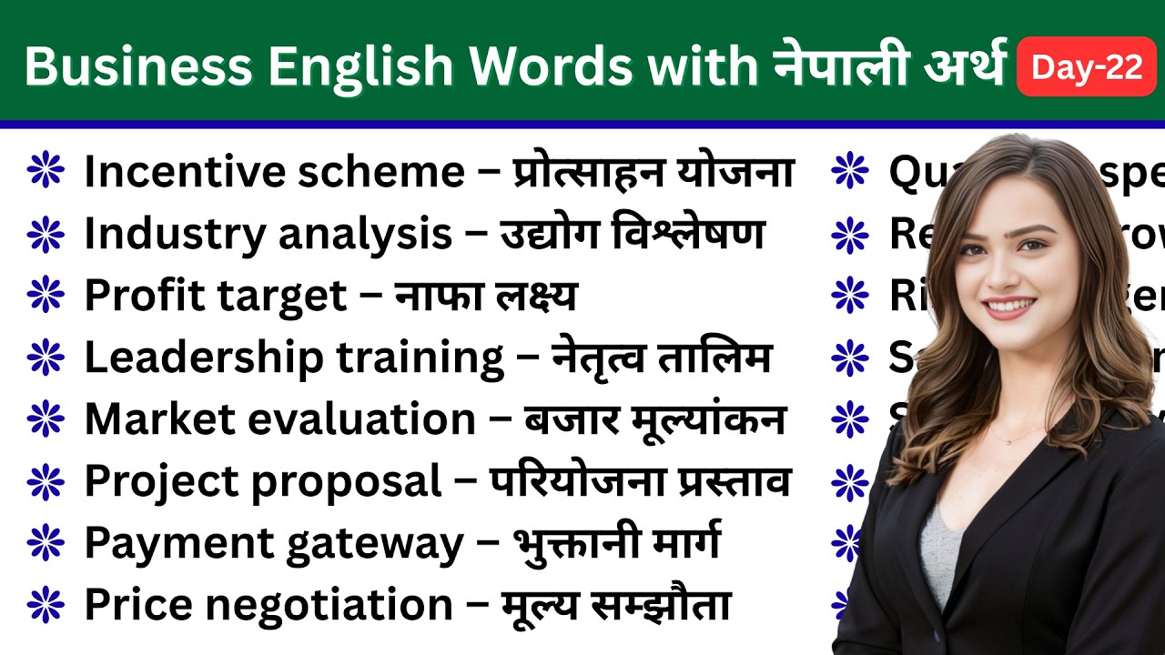 Business English Words with नेपाली अर्थ Day-22 | Daily Office Professional Communication Vocabulary
