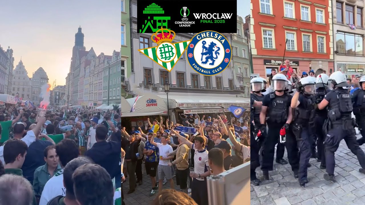 Betis and Chelsea Fans Take Over Wroclaw And Clash In The City Centre Before Conference League Final