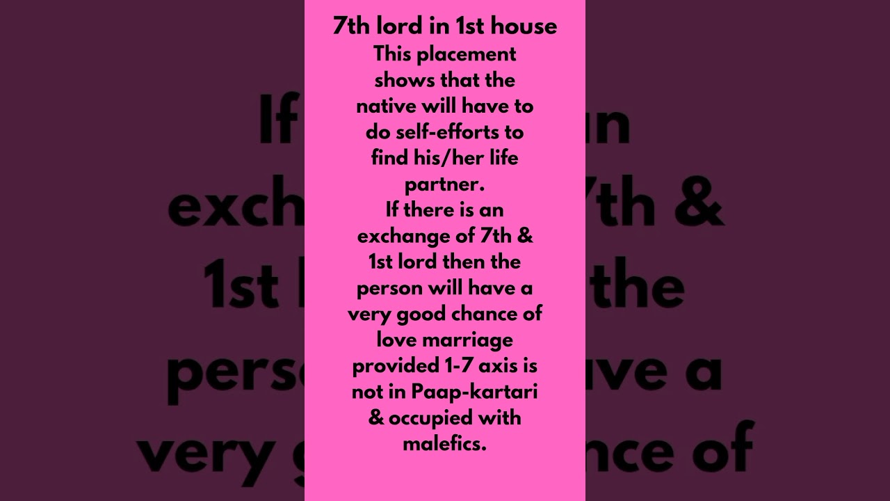 7th lord in 1st house | 7th lord in 1st house marriage