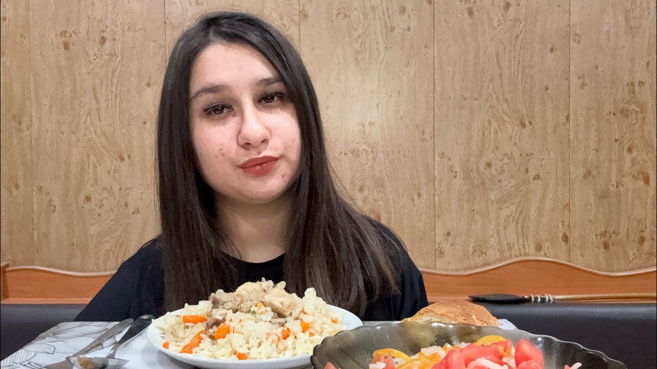 Мукбанг) Плов овощной салат 🥗 перенервничала из за сессии😲🥹