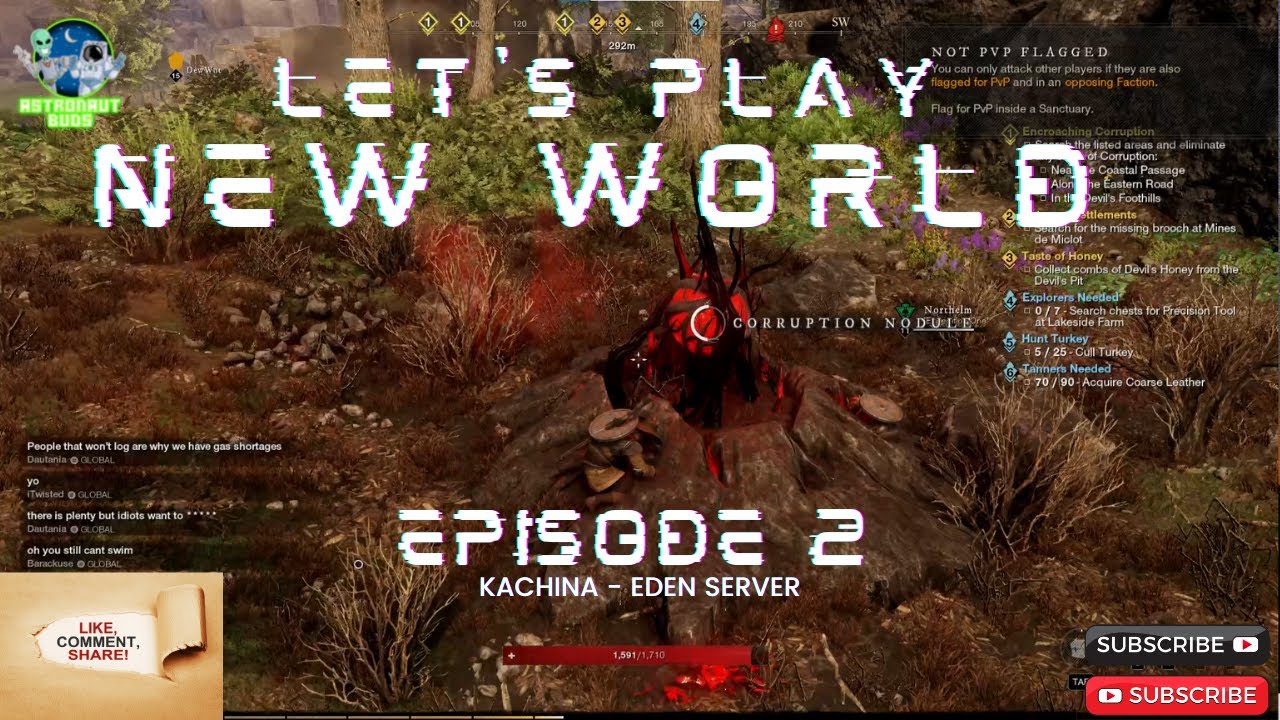 Let's Play New World Ep2 - Eden Server Launch - Kachina - Covenant - Monarch's Bluffs - Episode 2