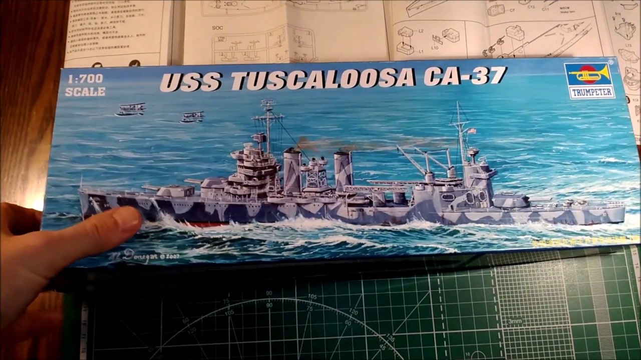 Обзор модели тяжелого крейсера USS Tuscaloosa CA-37 1/700 Trumpeter.