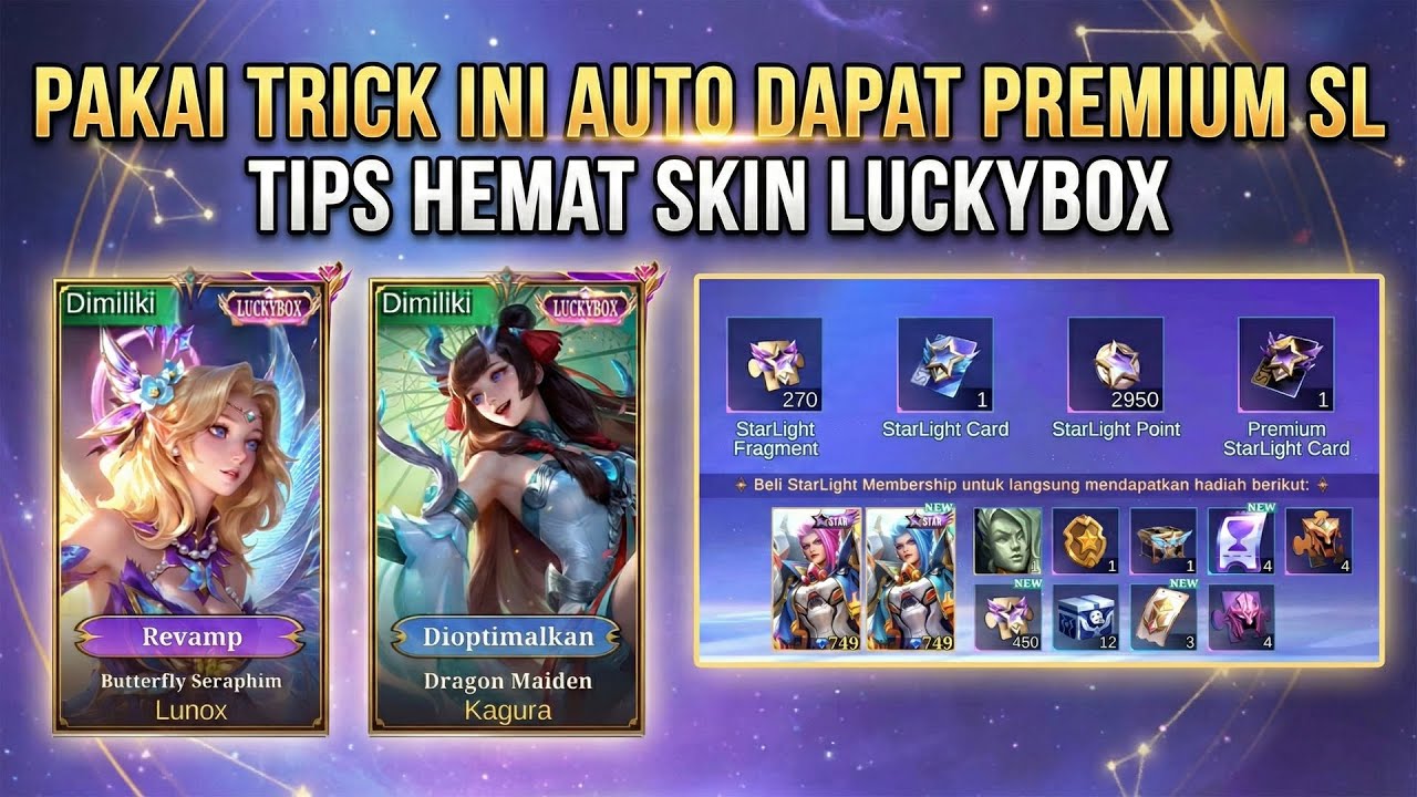 PAKAI TRICK INI AUTO DAPAT PREMIUM SL??!? + TIPS HEMAT GACHA SKIN LUCKYBOX - MOBILE LEGENDS
