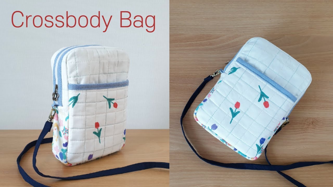 DIY  누빔지로 크로스백 만들기 - How to sew a cute crossbody bag with quilted fabric