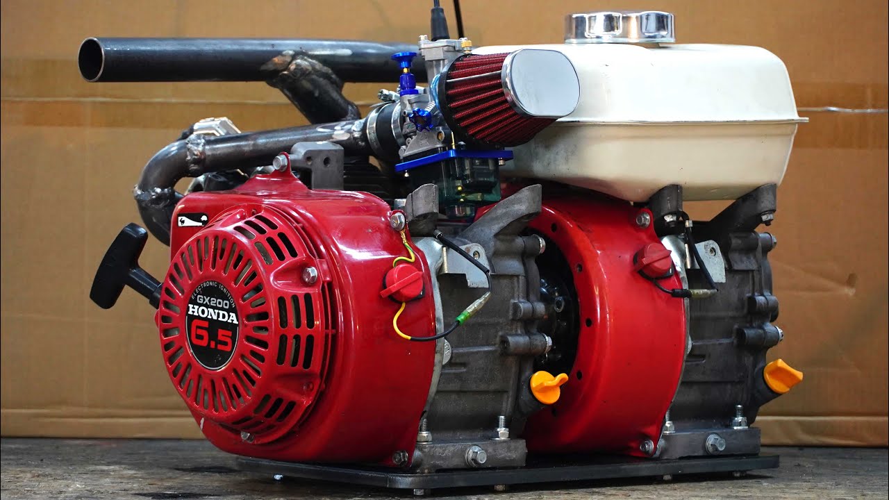 Homemade DOUBLE GX200cc ENGINES !? 400cc 20hp