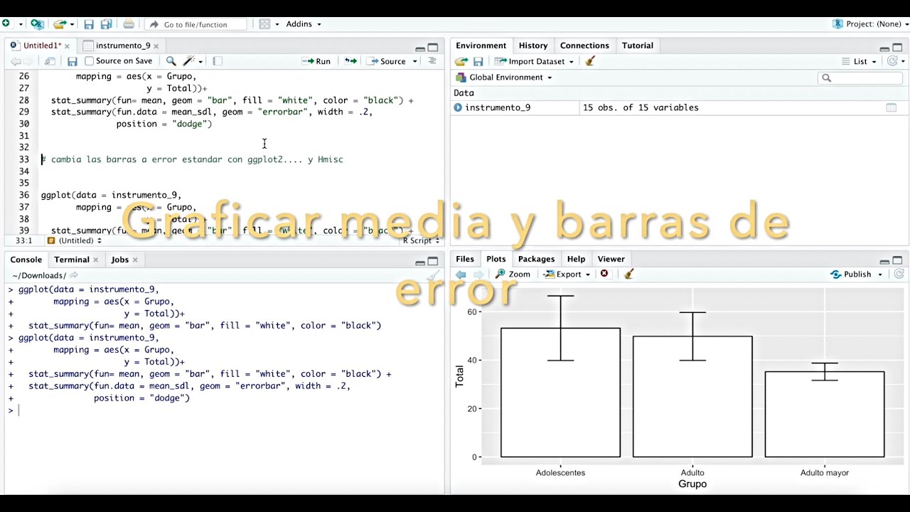 Graficar media y barras de error - Sesión 19