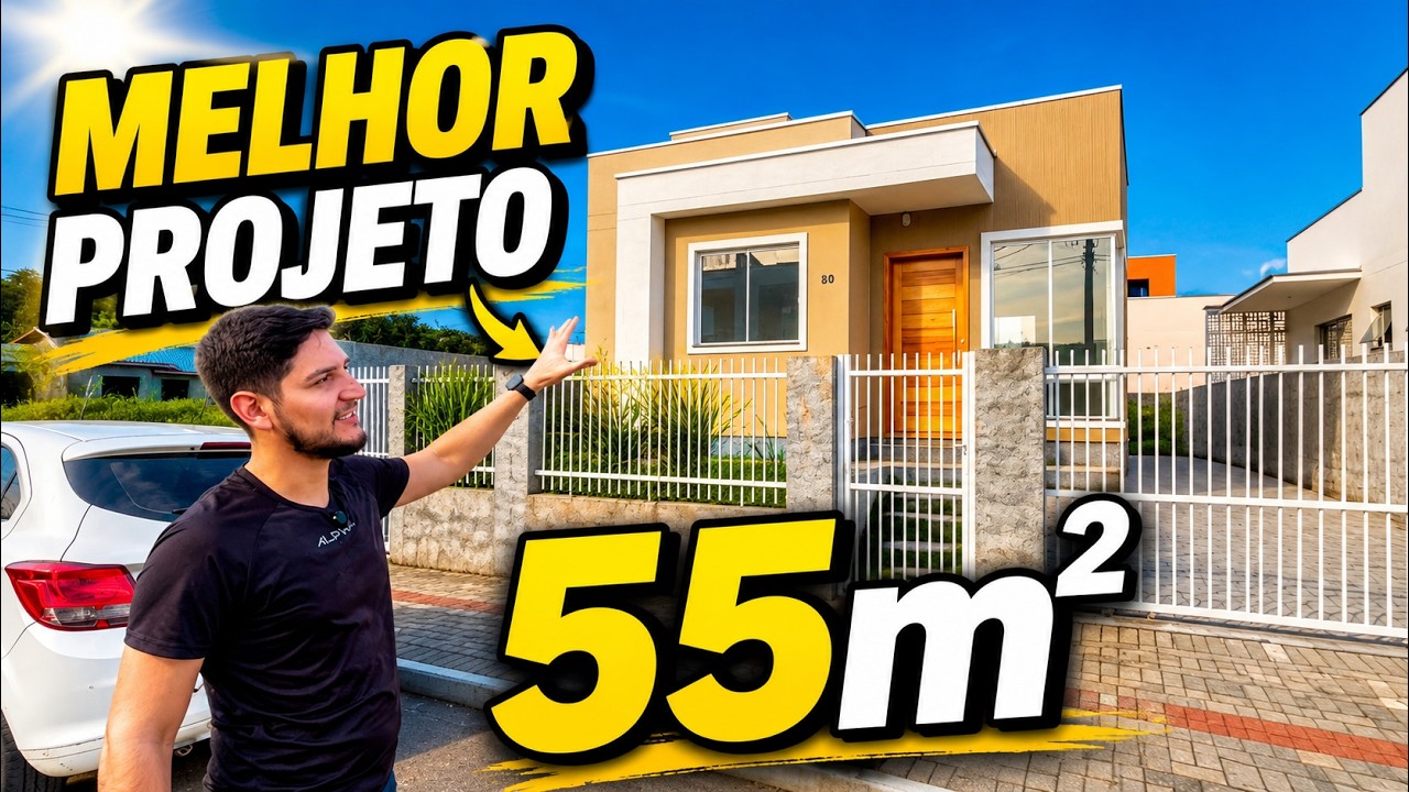 Essa casa com 55m² ficou bem distribuída! VOCÊ COMPRARIA?