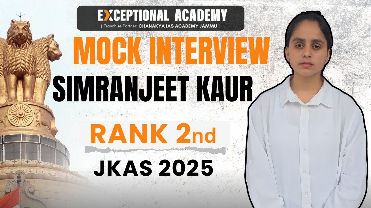 Simranjeet Kour | JKPSC JKAS Rank 2 (2025) | Mock Interview at Chanakya IAS Academy Jammu