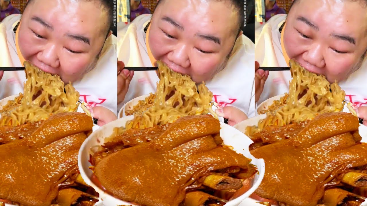 【大胃王挑戰】挑戰花182元吃廣州豬腳撈麵！巨豬腳咬下去軟糯Q彈，麵條包滿醬汁大口吸著吃過癮｜Noodle Food Challenge【櫻木花胖】