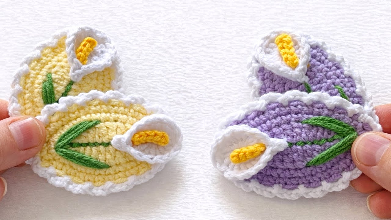 Tasarım 👉Gala çiçeği saç tokası yapımı /crocheted calla lily flower hair clip