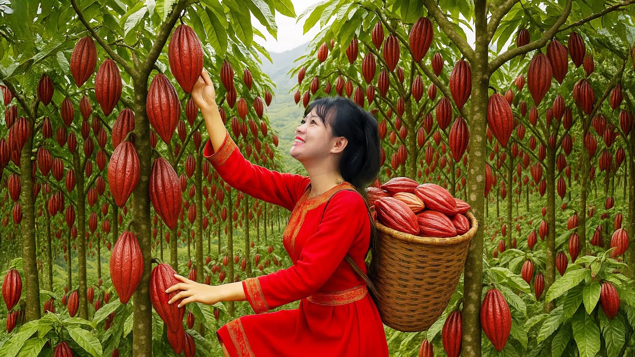 Amazing | Brave Woman Harvesting Lots of Cocoa Fruit In Forest | Farm Care | Luyến Harvest Life