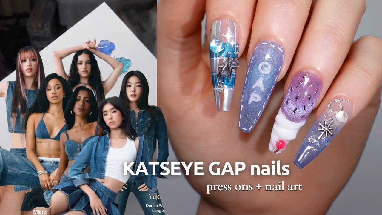 do 3D nails with me *at home* 💜 nail art tutorial, cateye nails