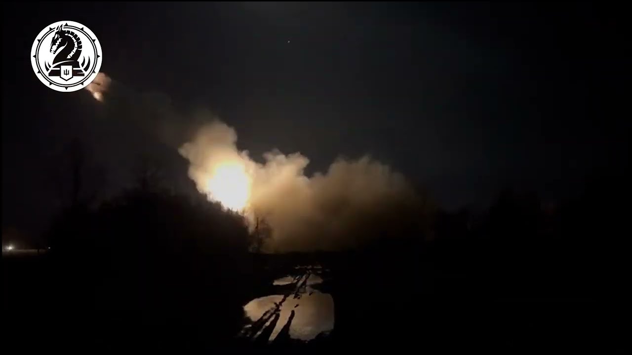 Avdiivka - 05.03.2024. Rocket Artillery Unit Of The 47th Brigade Shelling Enemy Positions At Night.