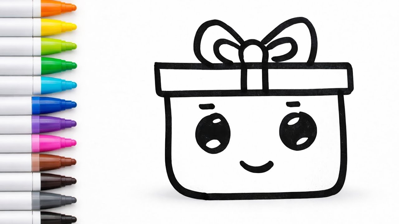 Gift Box 🎁 and 2 Cute Drawings for Kids | Easy Drawing Video