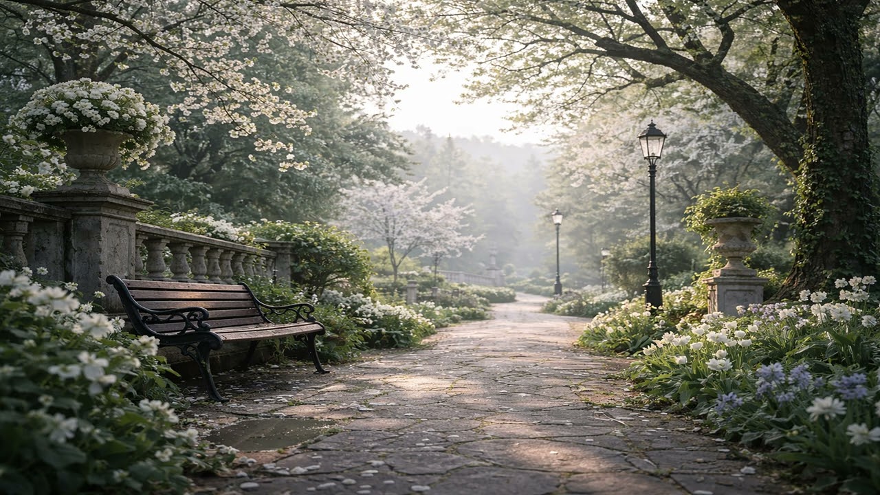 Peaceful Spring Morning Garden Ambience | Chopin, Satie & Relaxing Classical Piano for Study, Focus