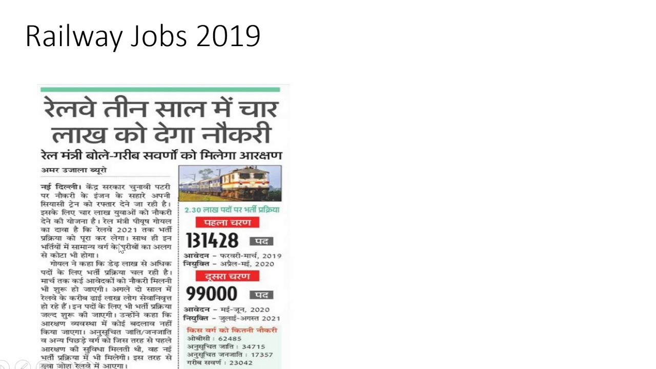 Railway Jobs 2019 4 Lakh Jobs Announced. MUST WATCH