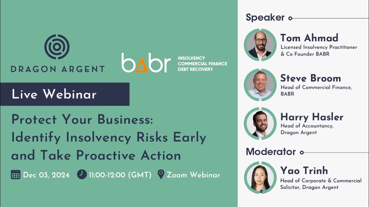 Webinar for Business Owners:  How to Identify Insolvency Risks Early and Take Proactive Action